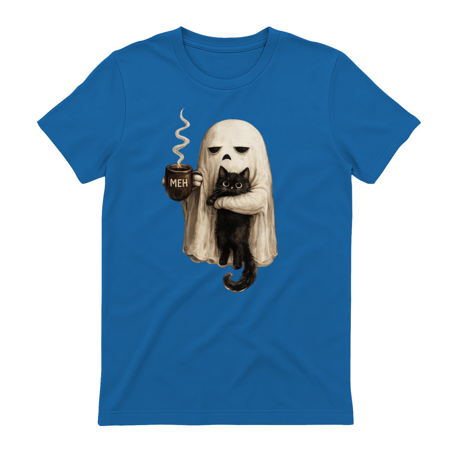 Ghost Cat Coffee Lover Halloween T-Shirt