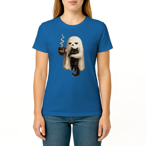 Ghost Cat Coffee Halloween Shirt