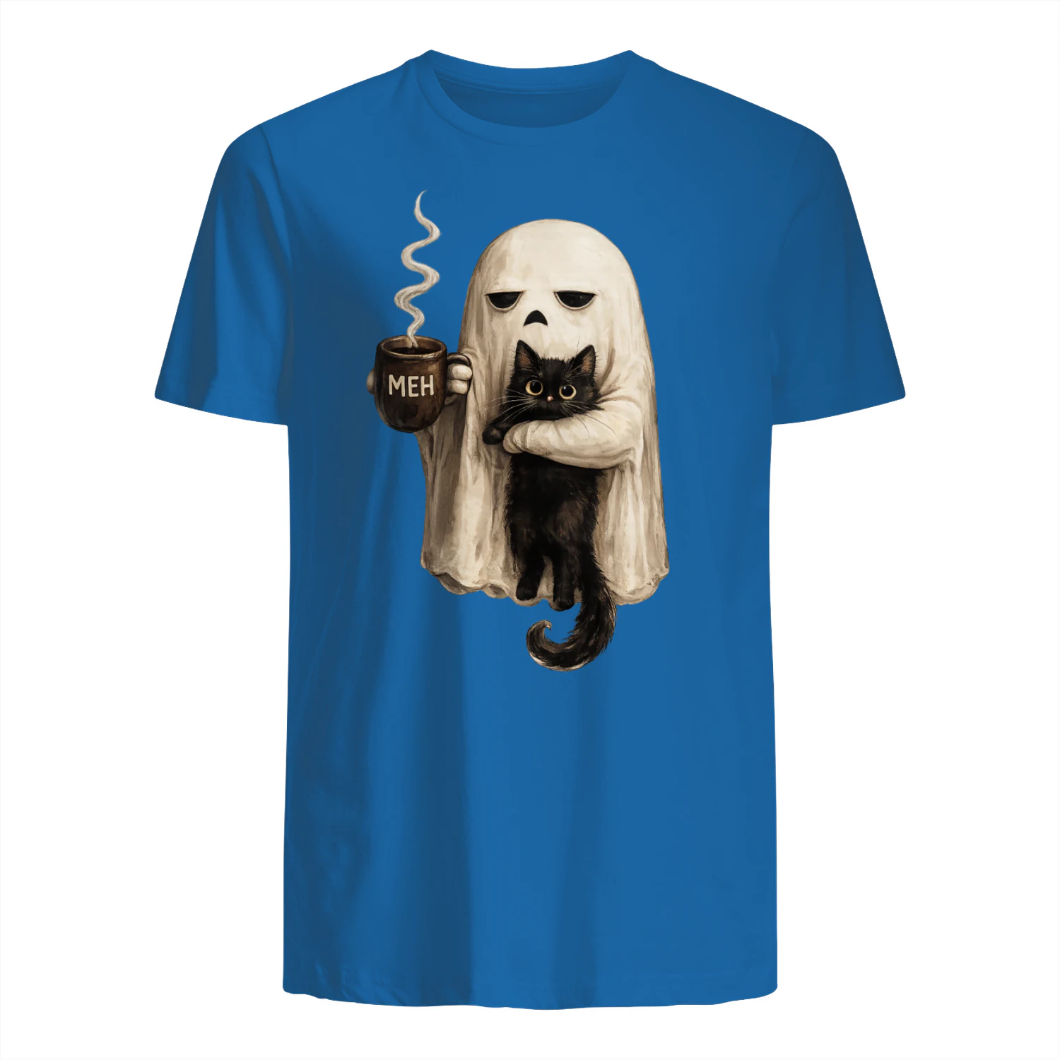 Ghost Cat Coffee Lover Halloween T-Shirt