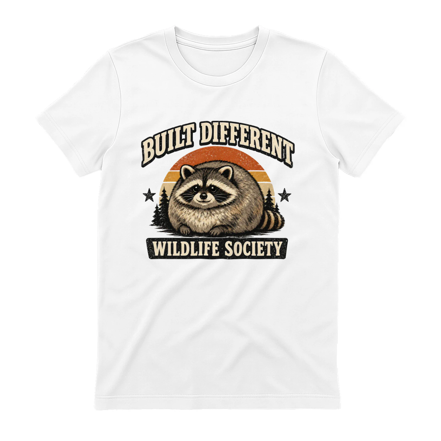 Built Different Wildlife Society – Funny Raccoon Graphic Tee