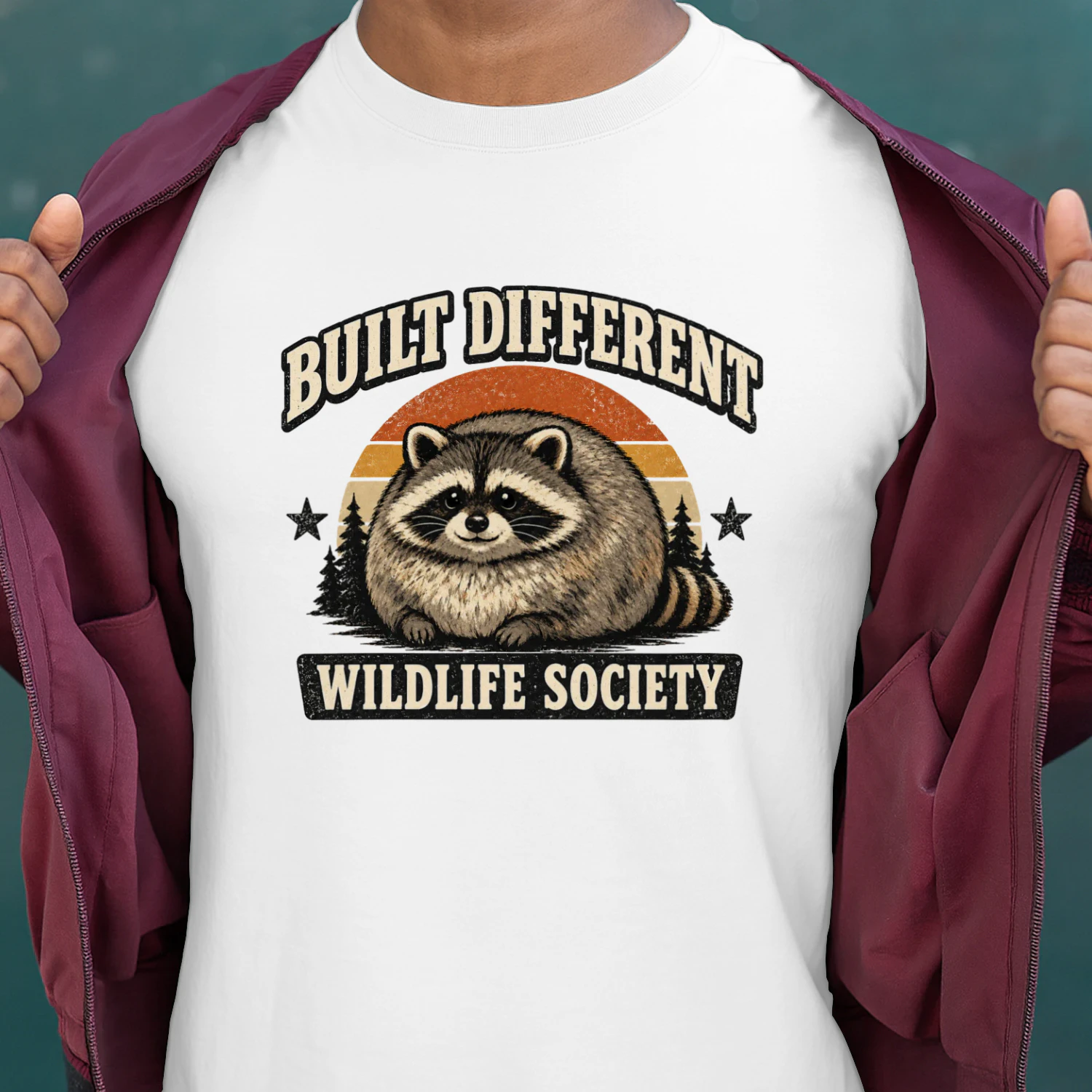 Built Different Wildlife Society – Funny Raccoon Graphic Tee