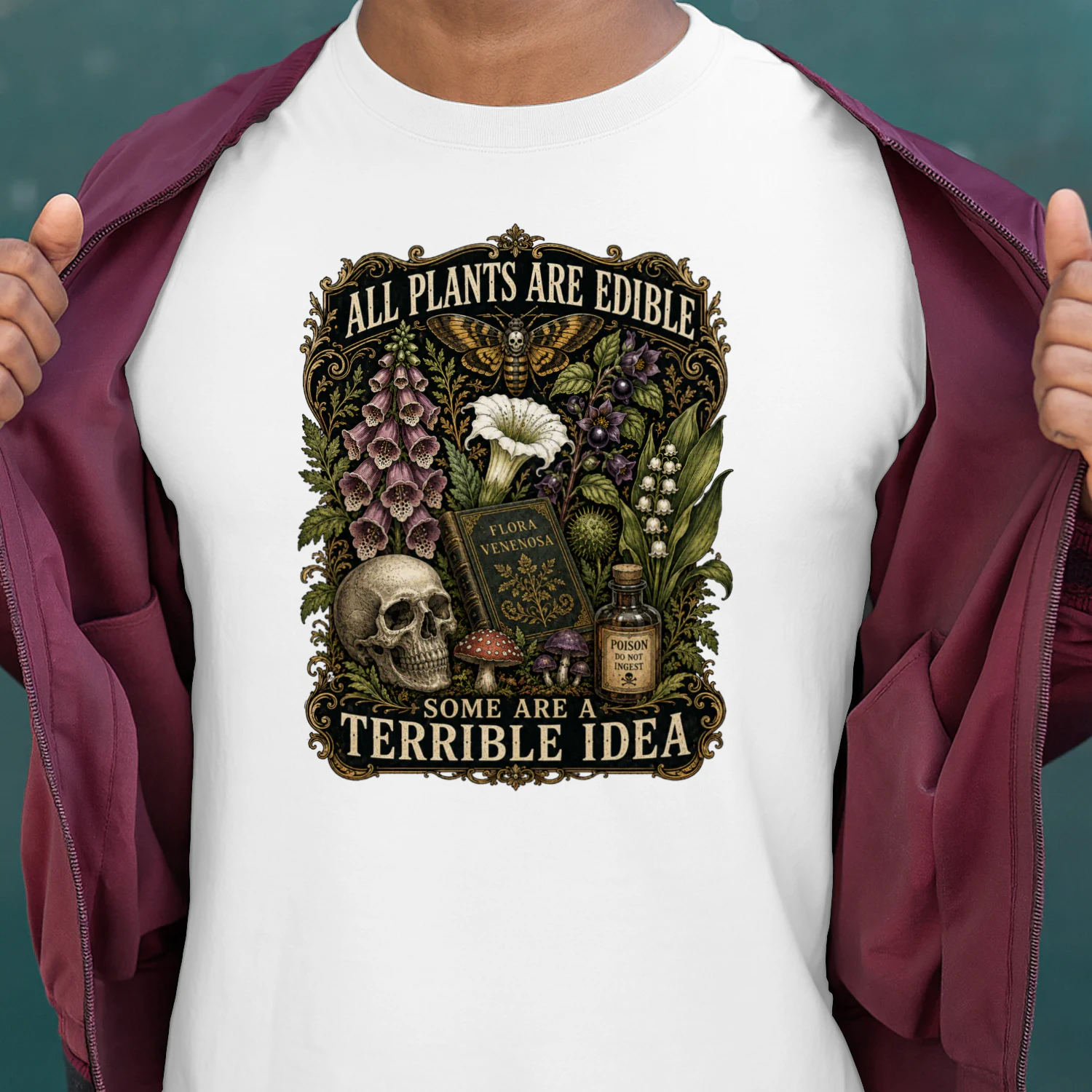 All Plants Are Edible Shirt, Funny Poisonous Plant Tee, Gothic Botanical Gift