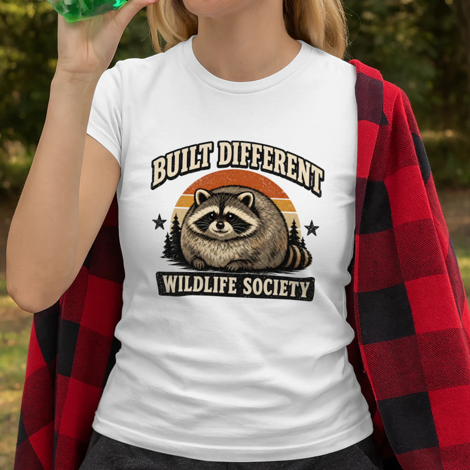 Built Different Wildlife Society – Funny Raccoon Graphic Tee