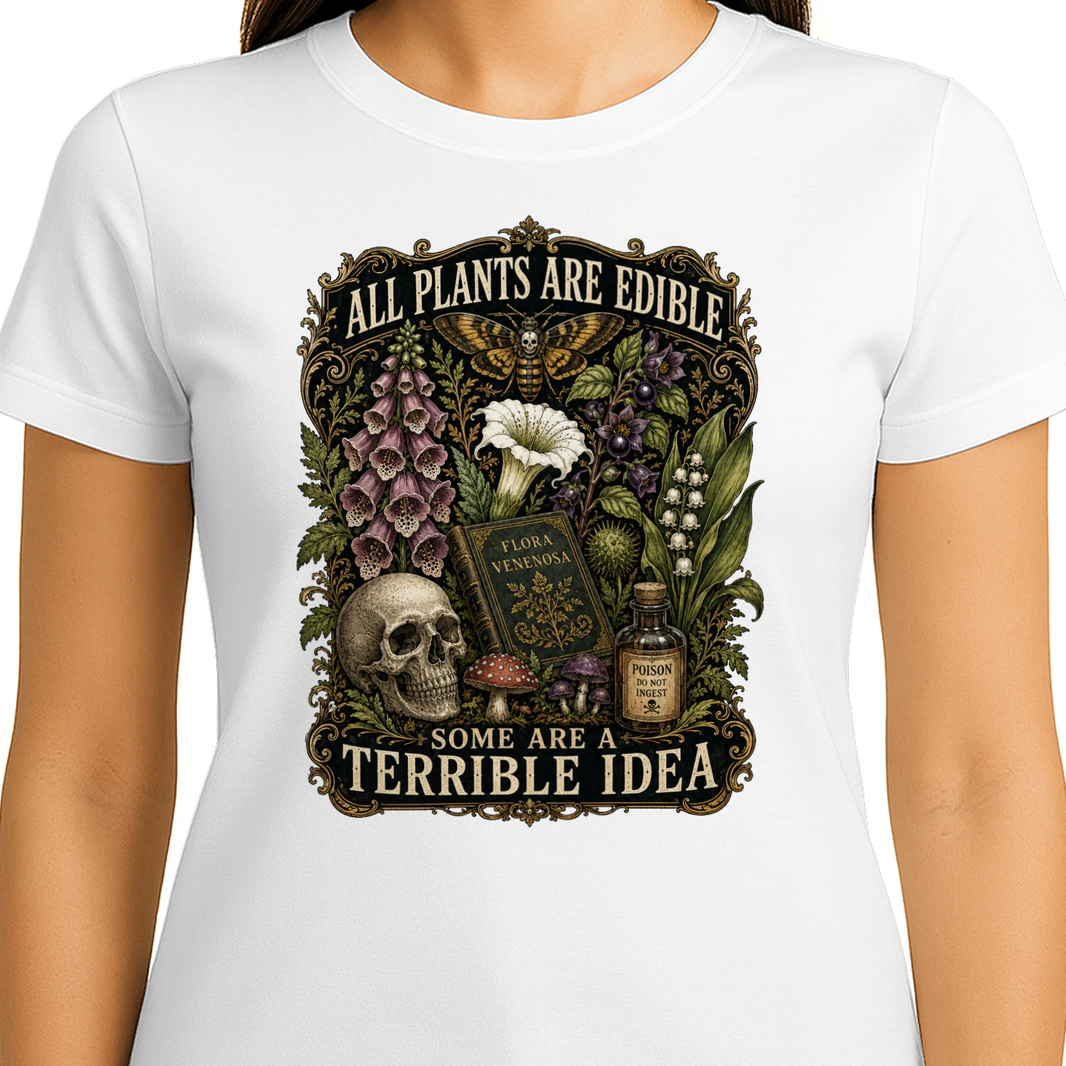 All Plants Are Edible Shirt, Funny Poisonous Plant Tee, Gothic Botanical Gift