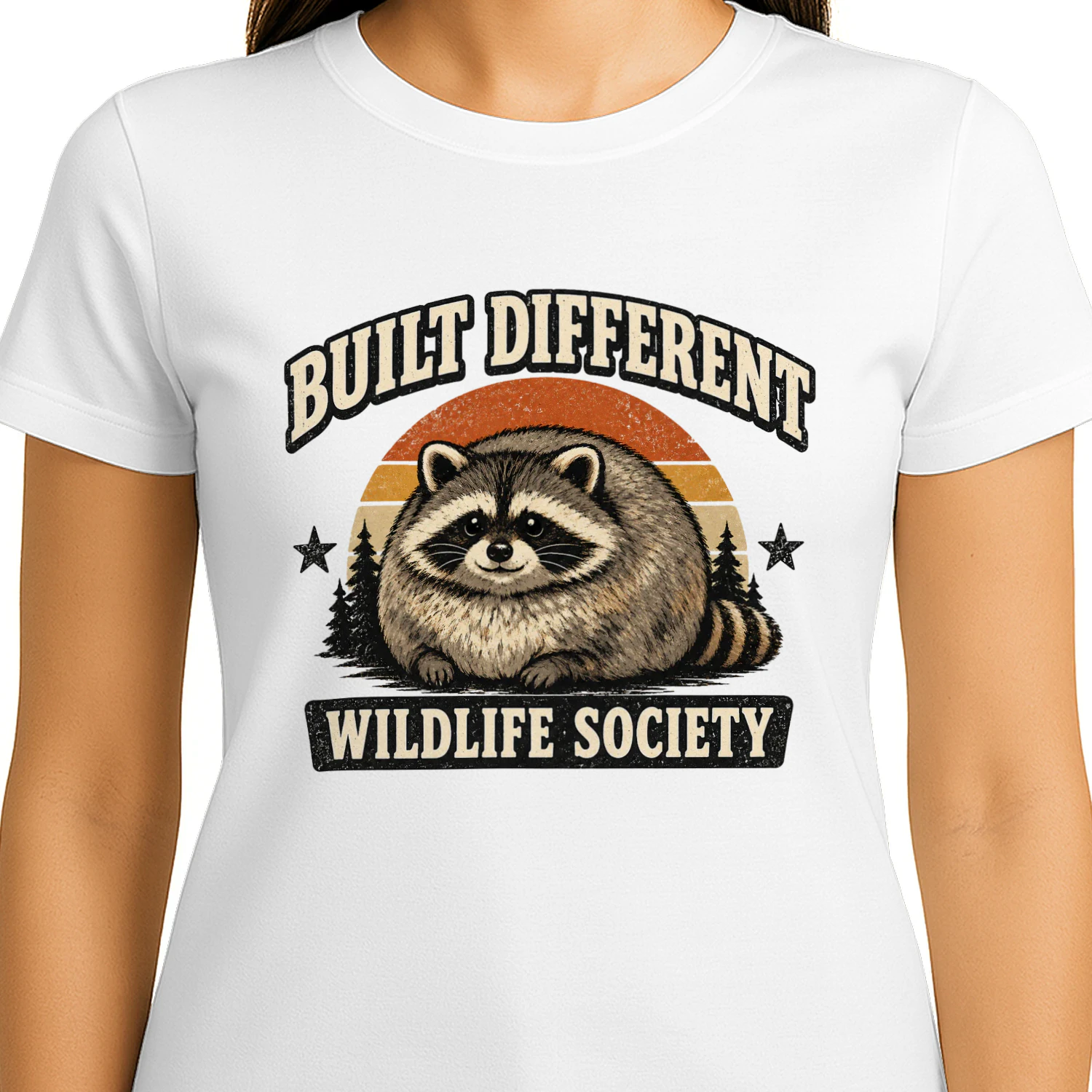 Built Different Wildlife Society – Funny Raccoon Graphic Tee
