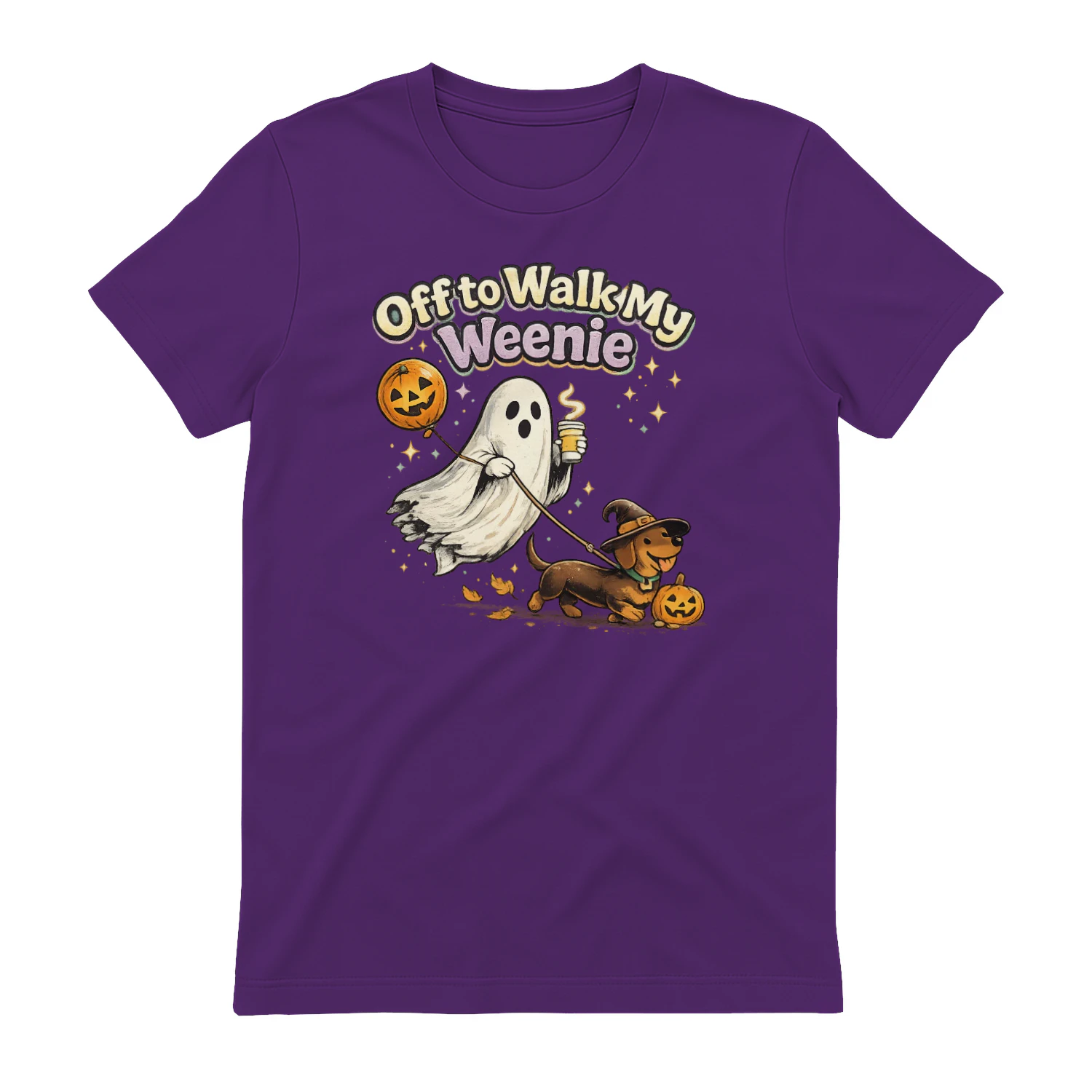 lOff to Walk My Weenie Shirt, Funny Halloween Dachshund Tee, Ghost Wiener Dog Retro Fall Dog Lover Gift