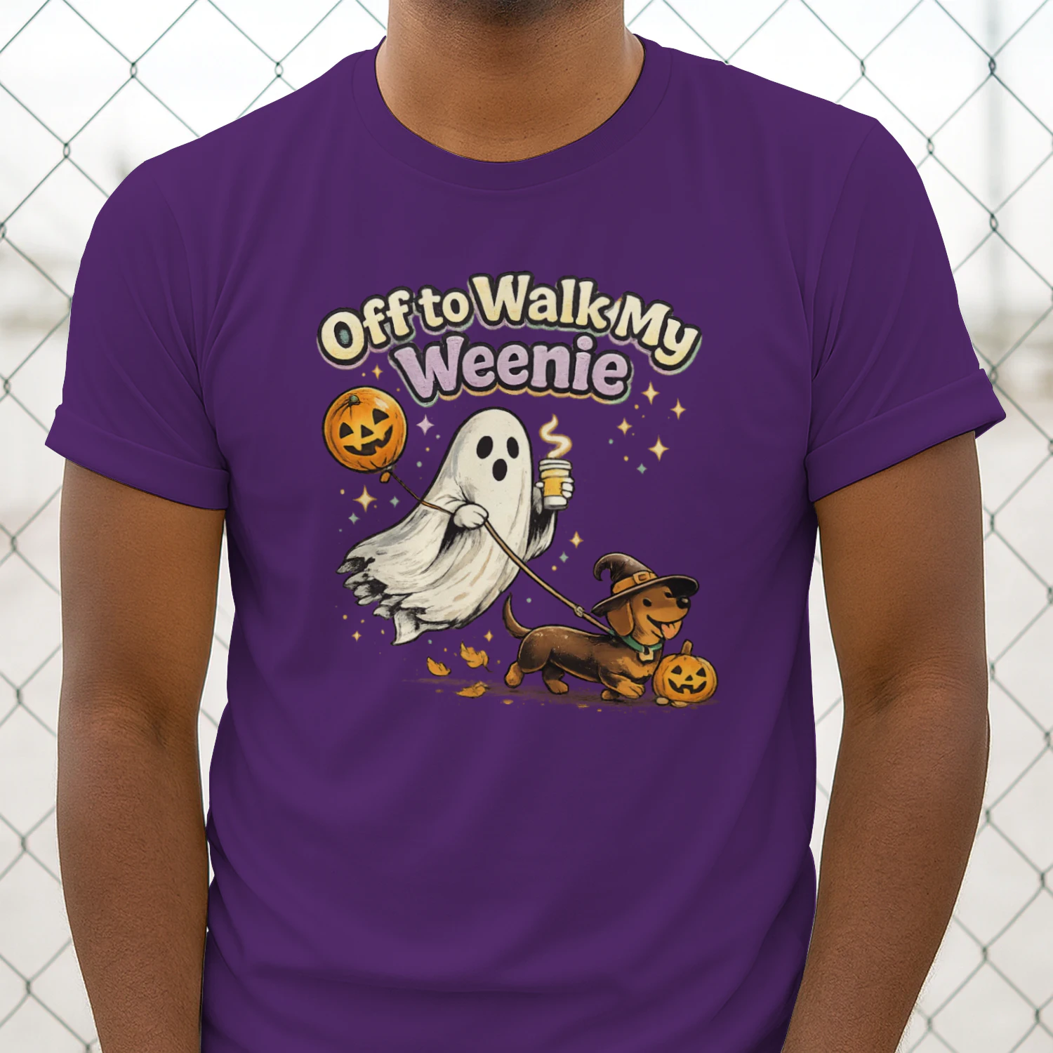 lOff to Walk My Weenie Shirt, Funny Halloween Dachshund Tee, Ghost Wiener Dog Retro Fall Dog Lover Gift