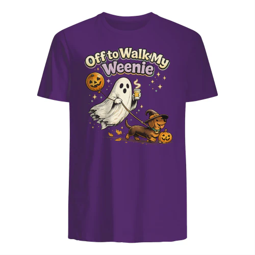 Off to Walk My Weenie Retro Ghost Dog Design