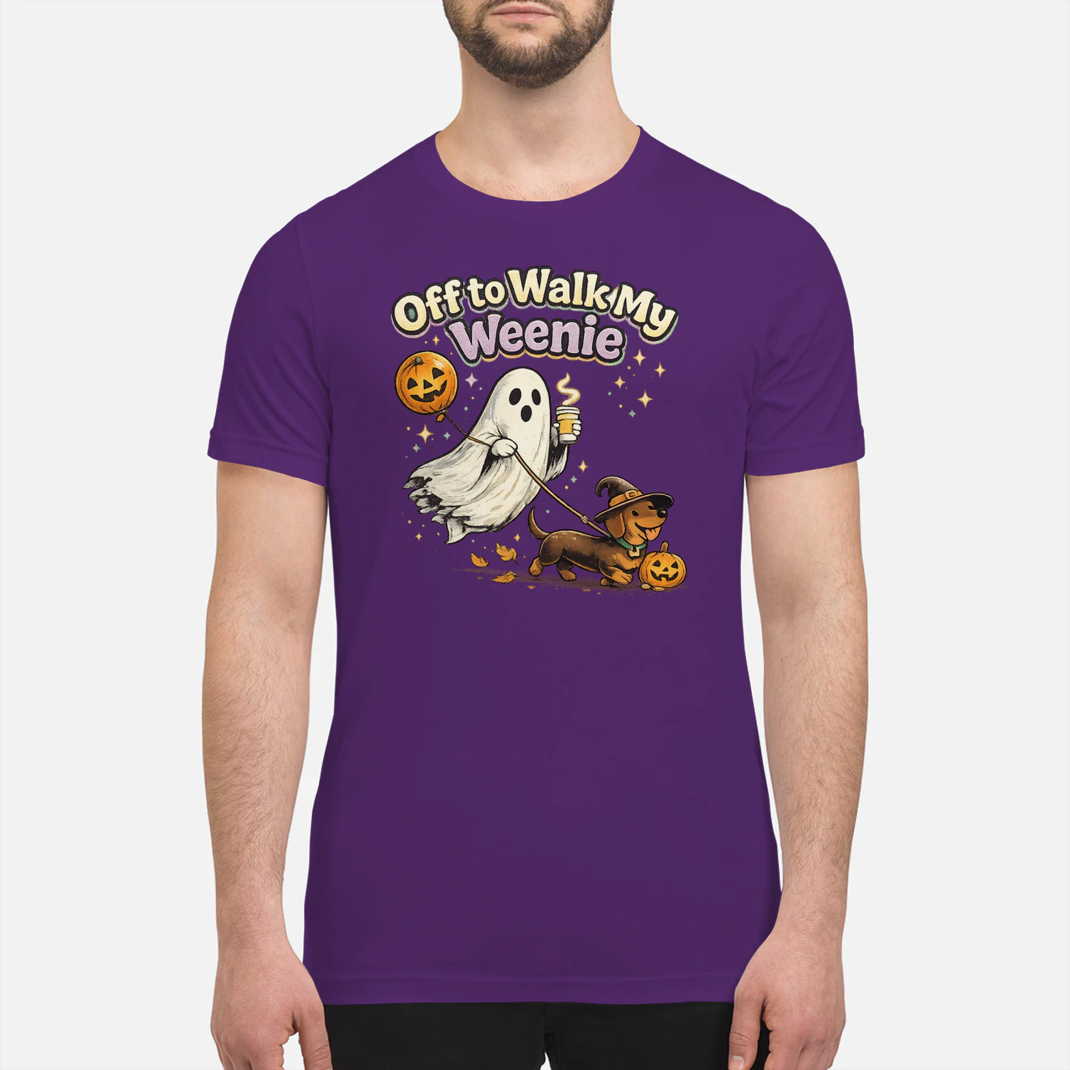 lOff to Walk My Weenie Shirt, Funny Halloween Dachshund Tee, Ghost Wiener Dog Retro Fall Dog Lover Gift