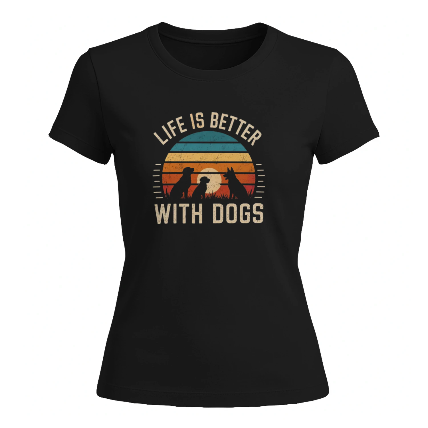 Retro Dog Sunset T-Shirt | Life Is Better With Dogs