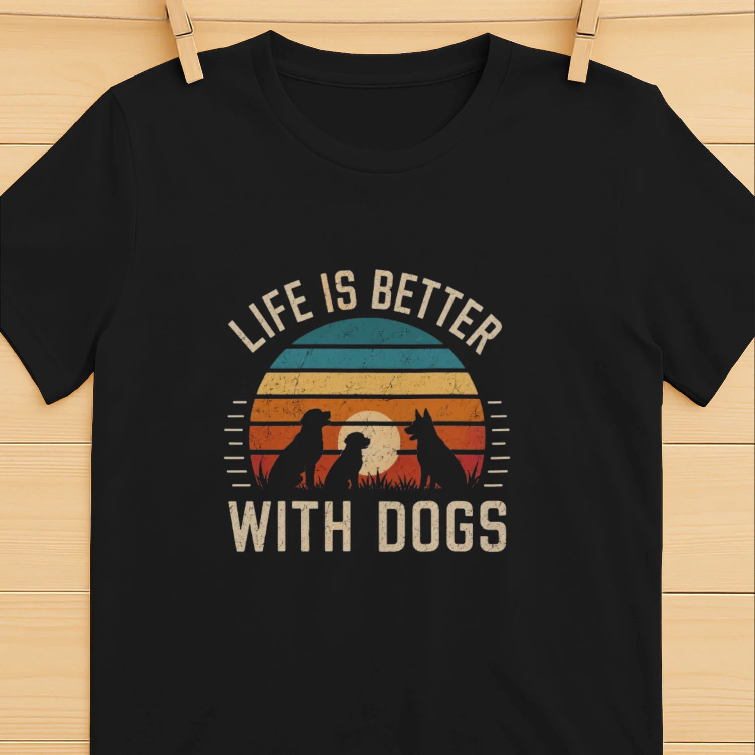 Retro Dog Sunset T-Shirt | Life Is Better With Dogs