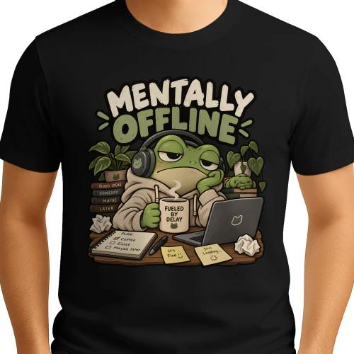 Mentally Offline Funny Frog Procrastination Humor