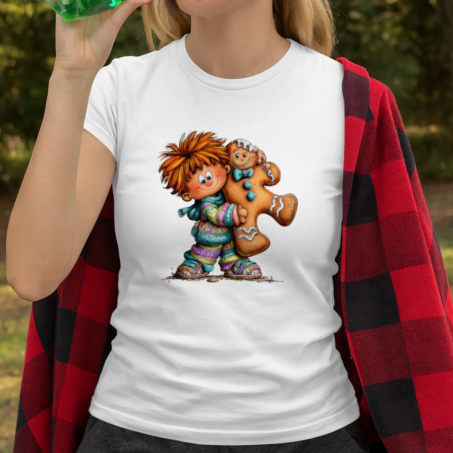 Cute Christmas Boy Hugging Gingerbread Man Holiday T-Shirt