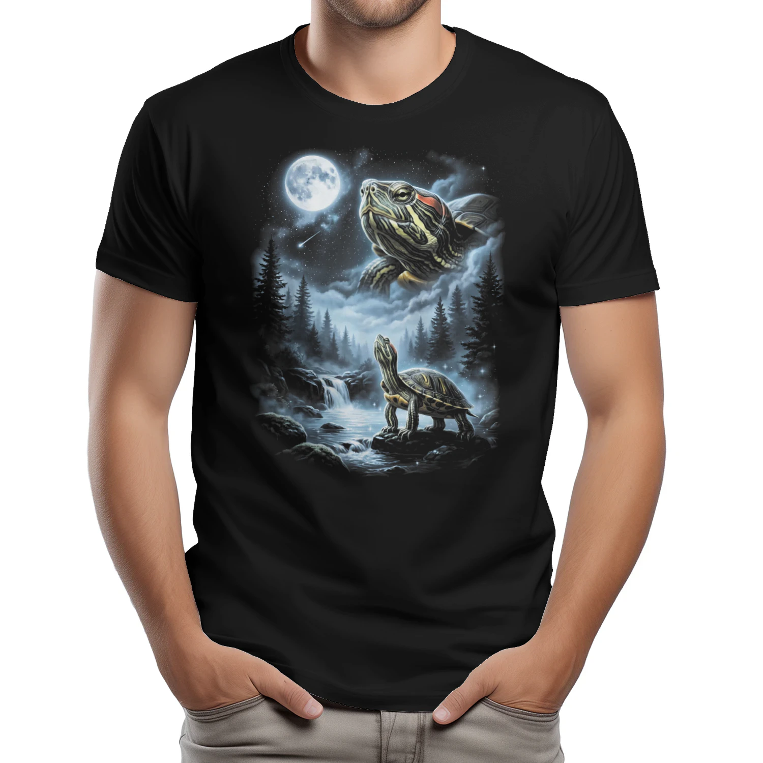 Red Eared Slider Turtle Howling at Moon