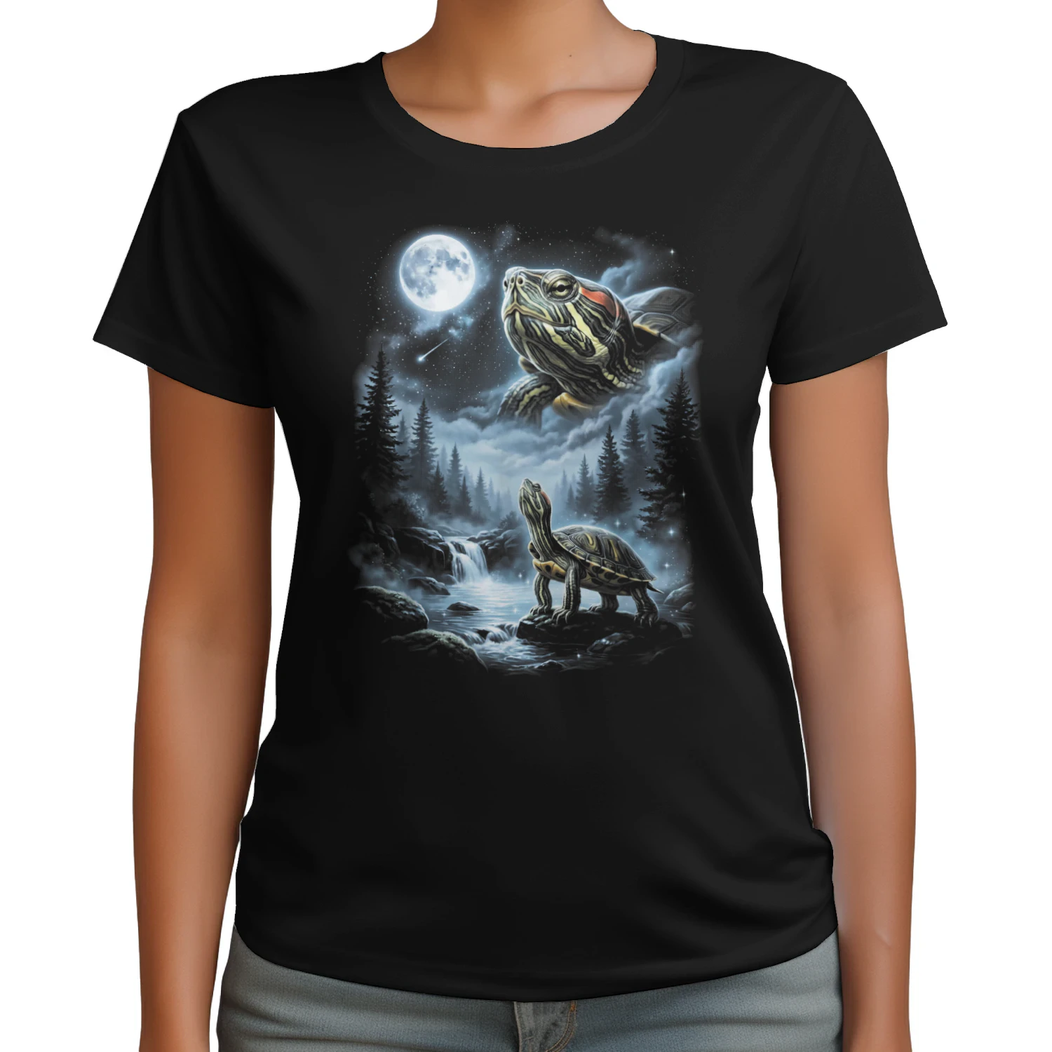 Red Eared Slider Turtle Howling at Moon