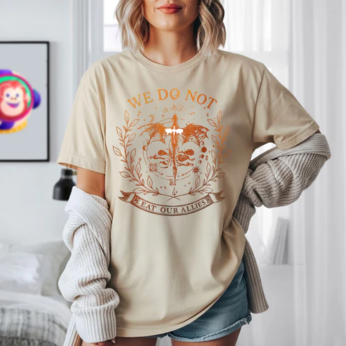 We Do Not Eat Our Allies Light Colors Shirts 1 Side, Fourth Wing Shirt, Fantasy Romance Book Shirt, Book Lover Gifts