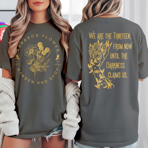 Abraxos Flower Heavy Cotton Dark Colors T-shirt 2 Side, Throne of Glass Gildan Tee, Epic High Fantasy Book Shirt, Book Lover Gifts