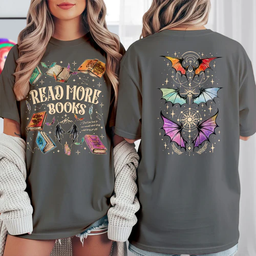 Read More Books Heavy Cotton Dark Colors T-shirt 2 Side, ACOTAR Gildan Tee, Fantasy Romance Book Shirt, Book Lover Gifts