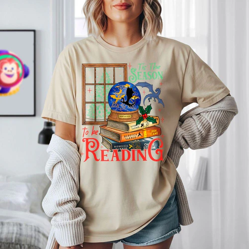 Tis The Season To Be Reading Shirts 1 Side, Fourth Wing Series Shirt, Romantasy Book Shirt, Book Lover Gifts