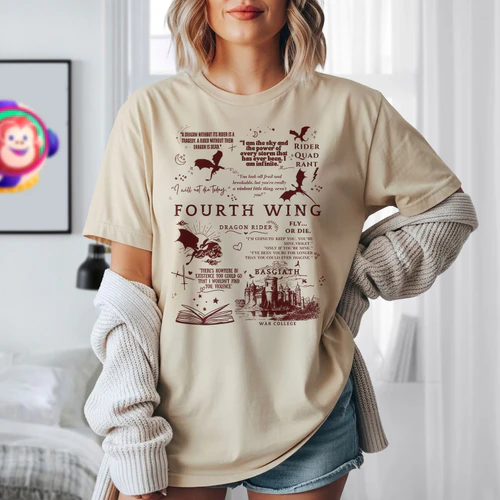 Fourth Wing Light Colors Shirts 1 Side, The Empyrean Series Shirt, Fantasy Romance Book Shirt, Book Lover Gifts Copy