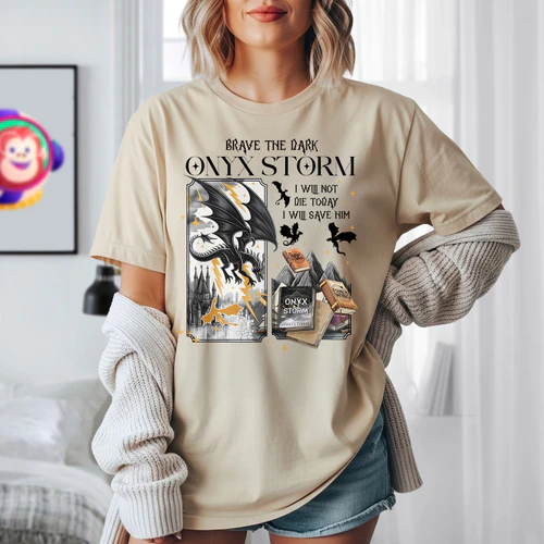 Brave The Dark Onyx Storm Light Colors Shirts 1 Side, The Empyrean Series Shirt, Fantasy Romance Book Shirt, Book Lover Gifts