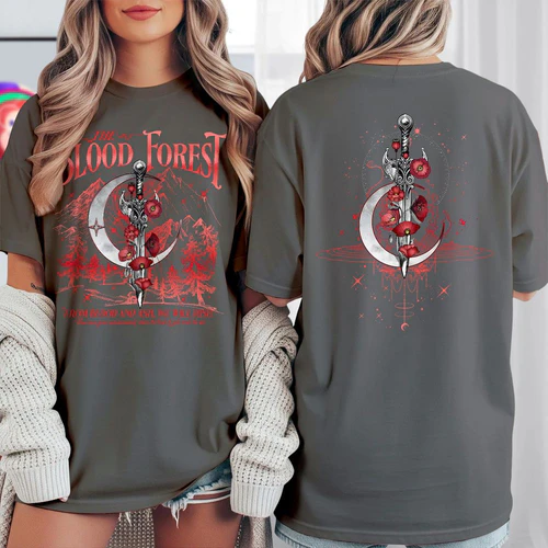 The Blood Forest Heavy Cotton Dark Colors T-shirt 2 Side, From Blood and Ash Gildan Tee, Romantasy Readers Shirt, Book Lover Gifts