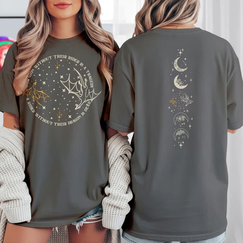 Fourth Wing Dragon Dark Colors Shirts 2 Side, The Empyrean Series Shirt, Fantasy Romance Book Shirt, Book Lover Gifts