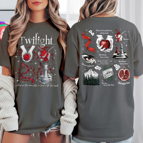 Twilight Novel Heavy Cotton Dark Colors T-shirt 2 Side, Young Adult Gildan Tee, Fantasy Romance Book Shirt, Book Lover Gifts