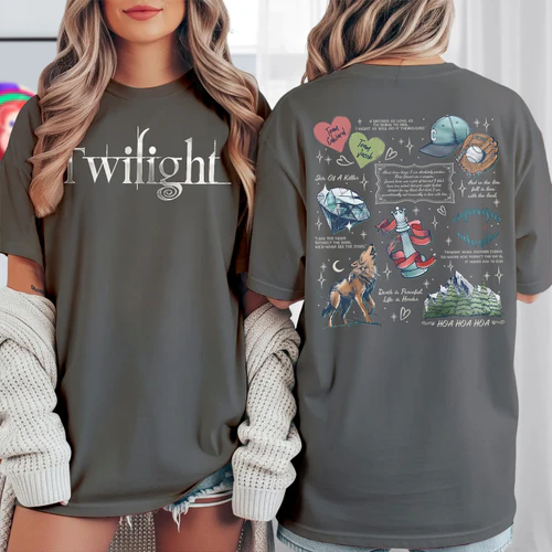 Twilight Heavy Cotton Dark Colors T-shirt 2 Side, Young Adult Gildan Tee, Fantasy Romance Book Shirt, Book Lover Gifts