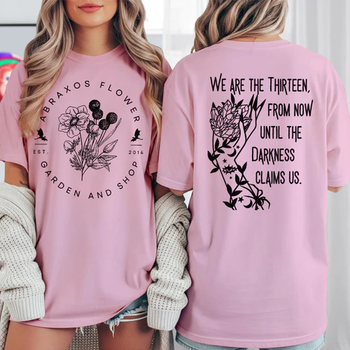 Abraxos Flower Heavy Cotton Light Colors T-shirt 2 Side, Throne of Glass Gildan Tee, Epic High Fantasy Book Shirt, Book Lover Gifts