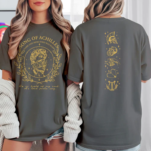 The Song of Achilles Heavy Cotton Dark Colors T-shirt 2 Side, Mythological Retellings Gildan Tee, Classic Retellings Book Shirt, Book Lover Gifts