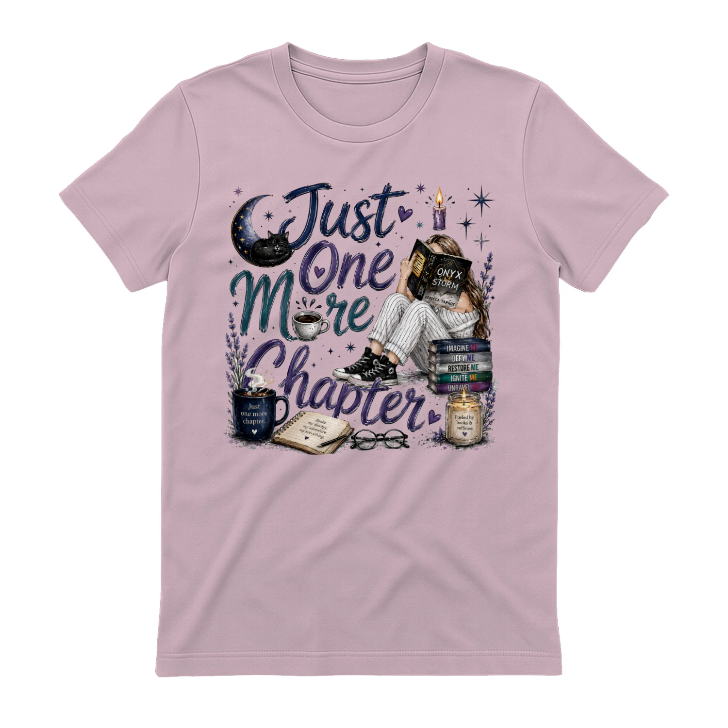 Just One More Chapter Heavy Cotton Light Colors T-shirt 1 Side, Fourth Wing Gildan Tee, Romantasy Shirt, Book Lover Gifts