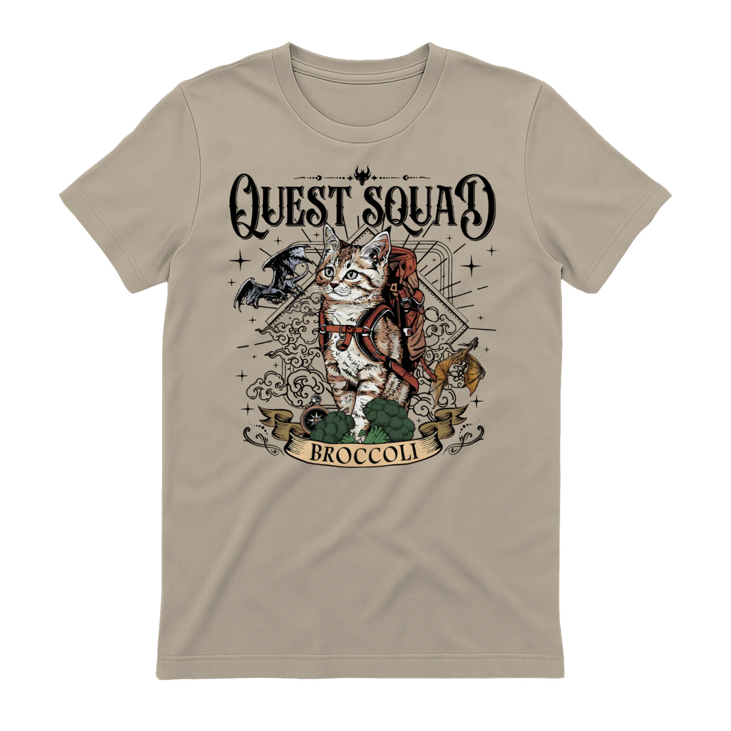 Quest Squad Broccoli Heavy Cotton Light Colors T-shirt 1 Side, Fourth Wing Gildan Tee, Fantasy Romance Book Shirt, Book Lover Gifts
