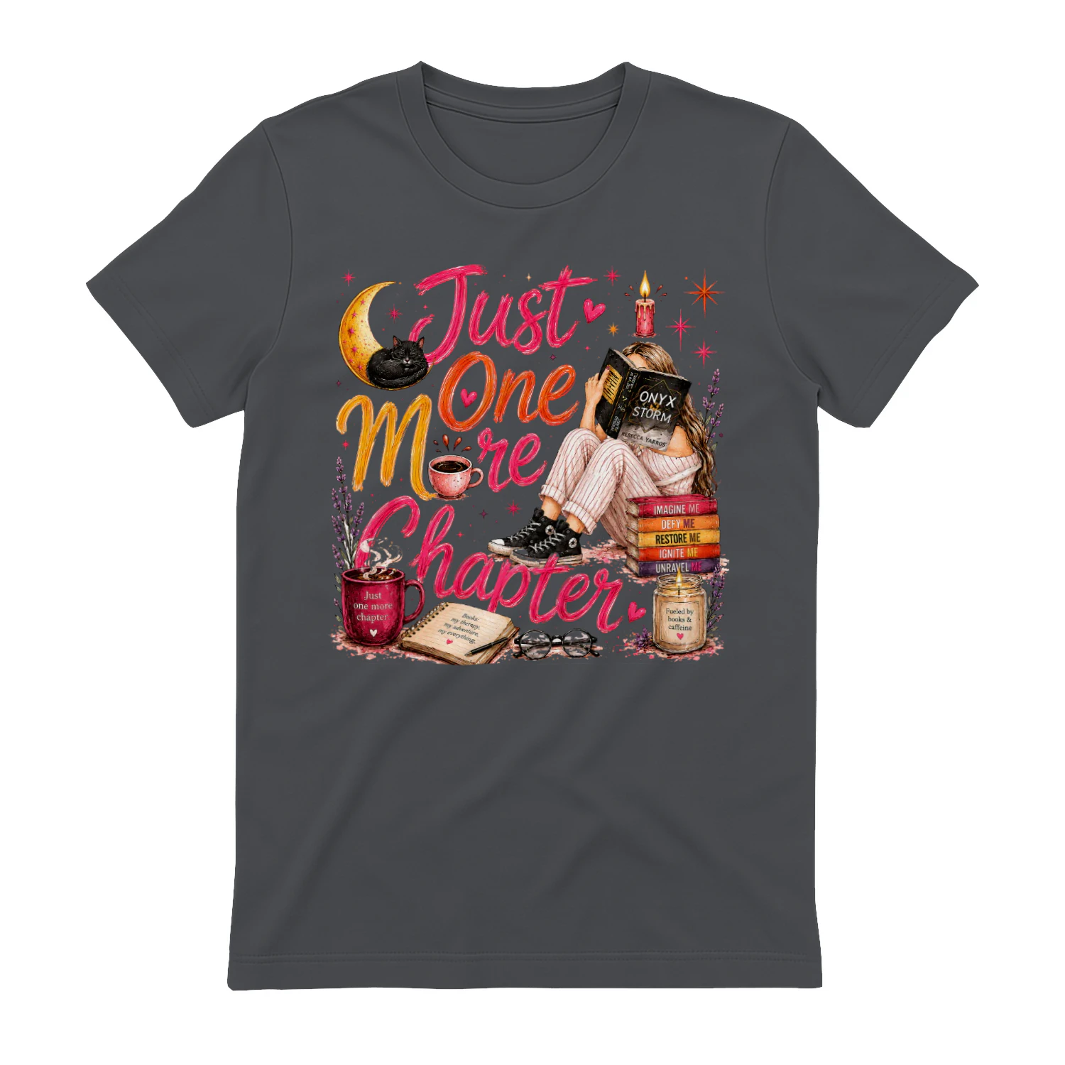 Just One More Chapter Heavy Cotton Dark Colors T-shirt 1 Side, Fourth Wing Gildan Tee, Romantasy Shirt, Book Lover Gifts