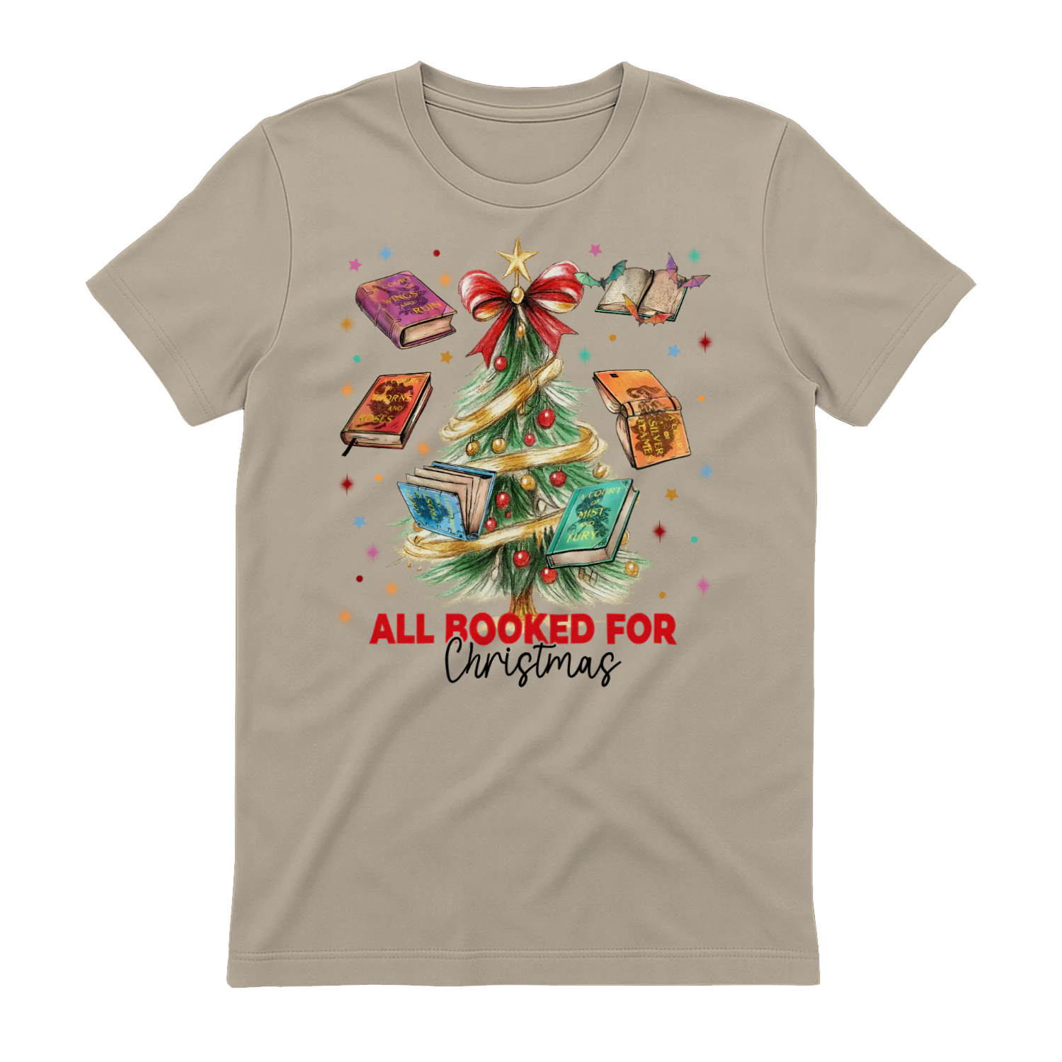 All Booked For Christmas Heavy Cotton T-shirt 1 Side, Acotar Series Gildan Tee, Fantasy Romance Book Shirt, Book Lover Gifts