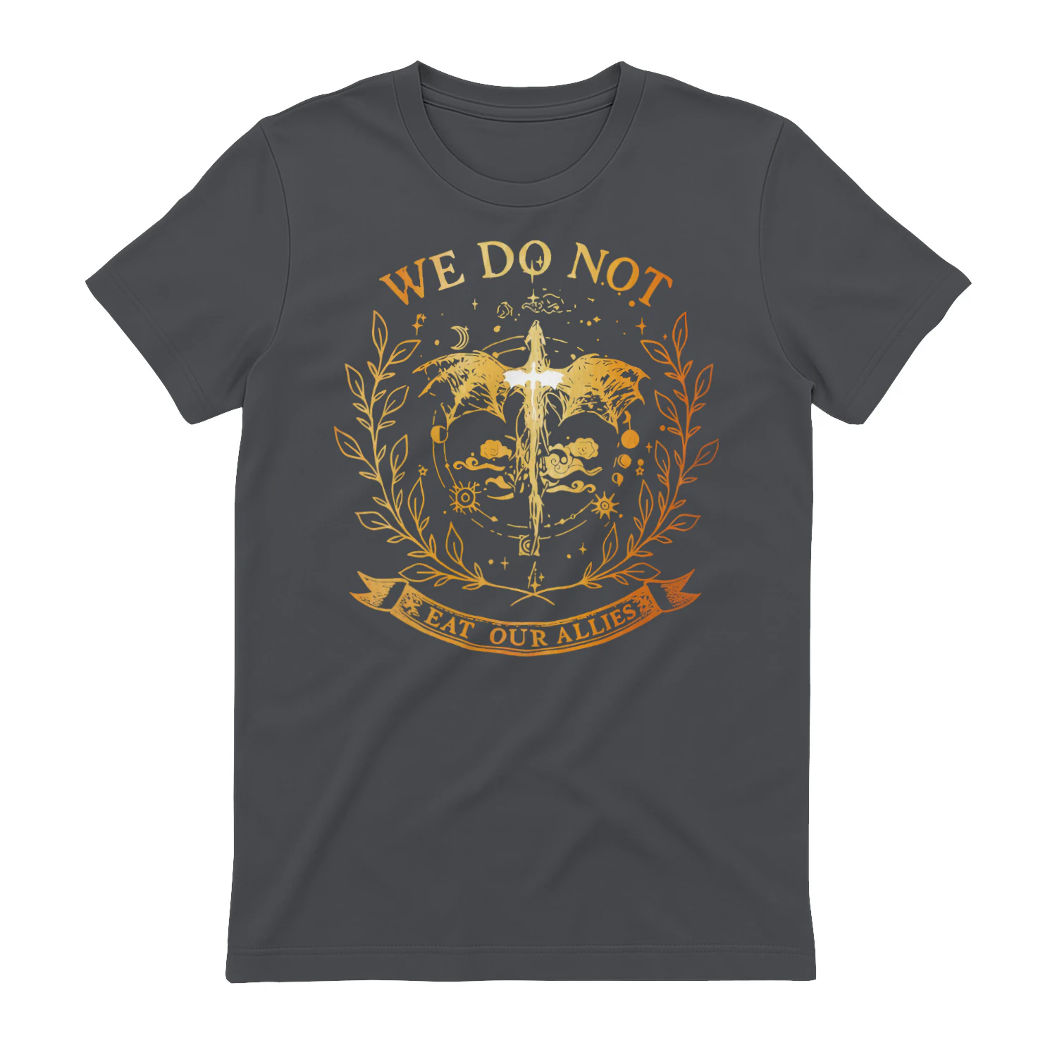 We Do Not Eat Our Allies Heavy Cotton Dark Colors T-shirt 1 Side, Fourth Wing Gildan Tee, Fantasy Romance Book Shirt, Book Lover Gifts