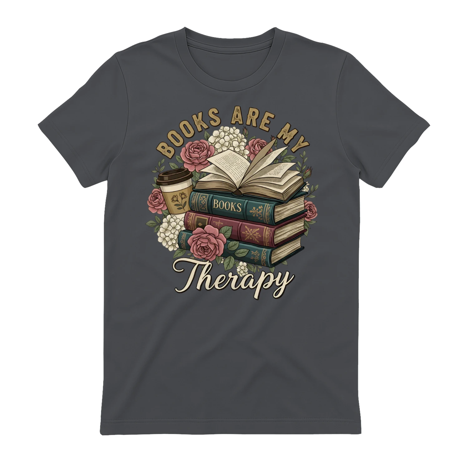 Book Are My Therapy Heavy Cotton Dark Colors T-shirt 1 Side, Book Club Gildan Tee, Readers Club Shirt, Book Lover Gifts