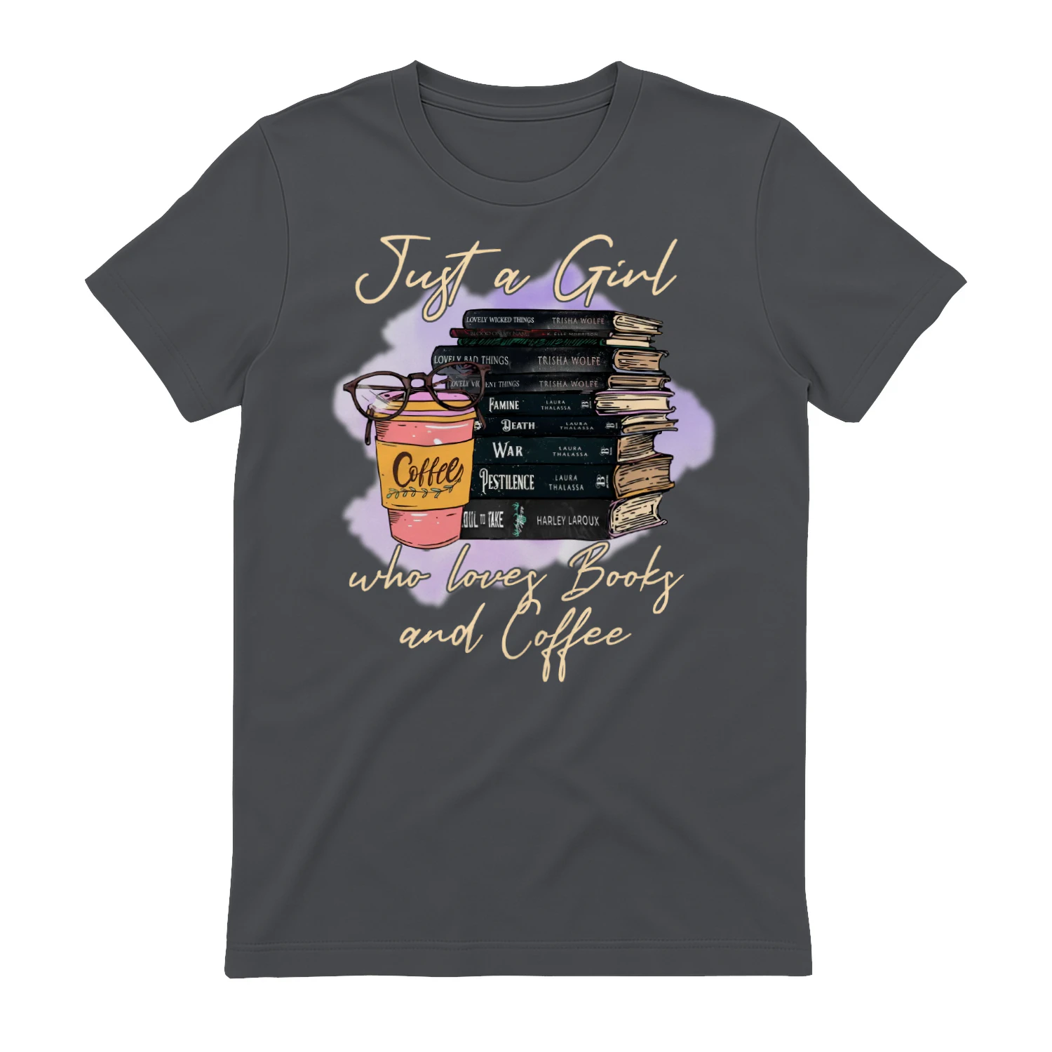 Girl Love Book And Coffee Heavy Cotton T-shirt 1 Side, Dark Romance Book Tee, Romantasy Book Shirt, Book Lover Gifts