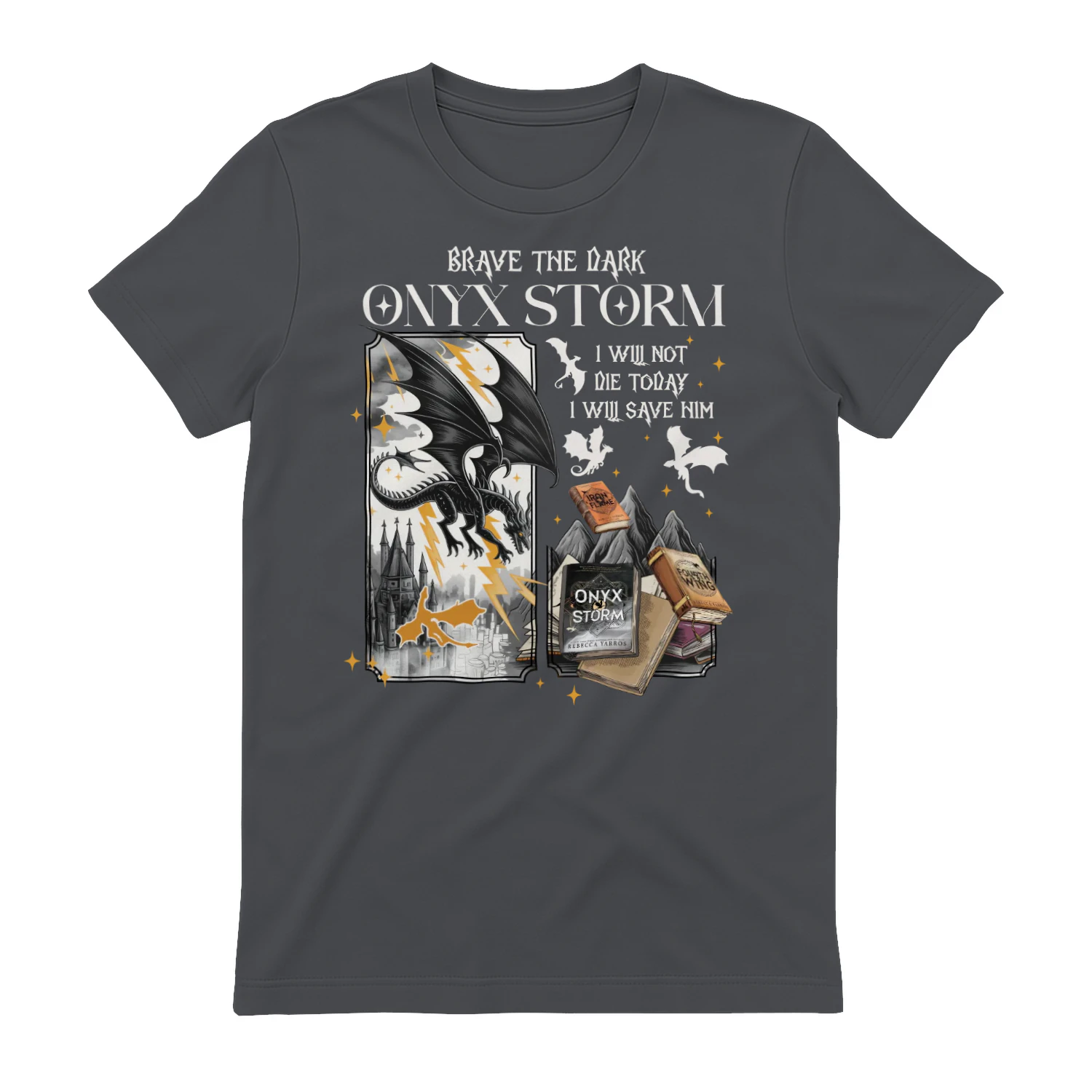 Brave The Dark Onyx Storm Heavy Cotton Dark Colors T-shirt 1 Side, The Empyrean Series Gildan Tee, Fantasy Romance Book Shirt, Book Lover Gifts