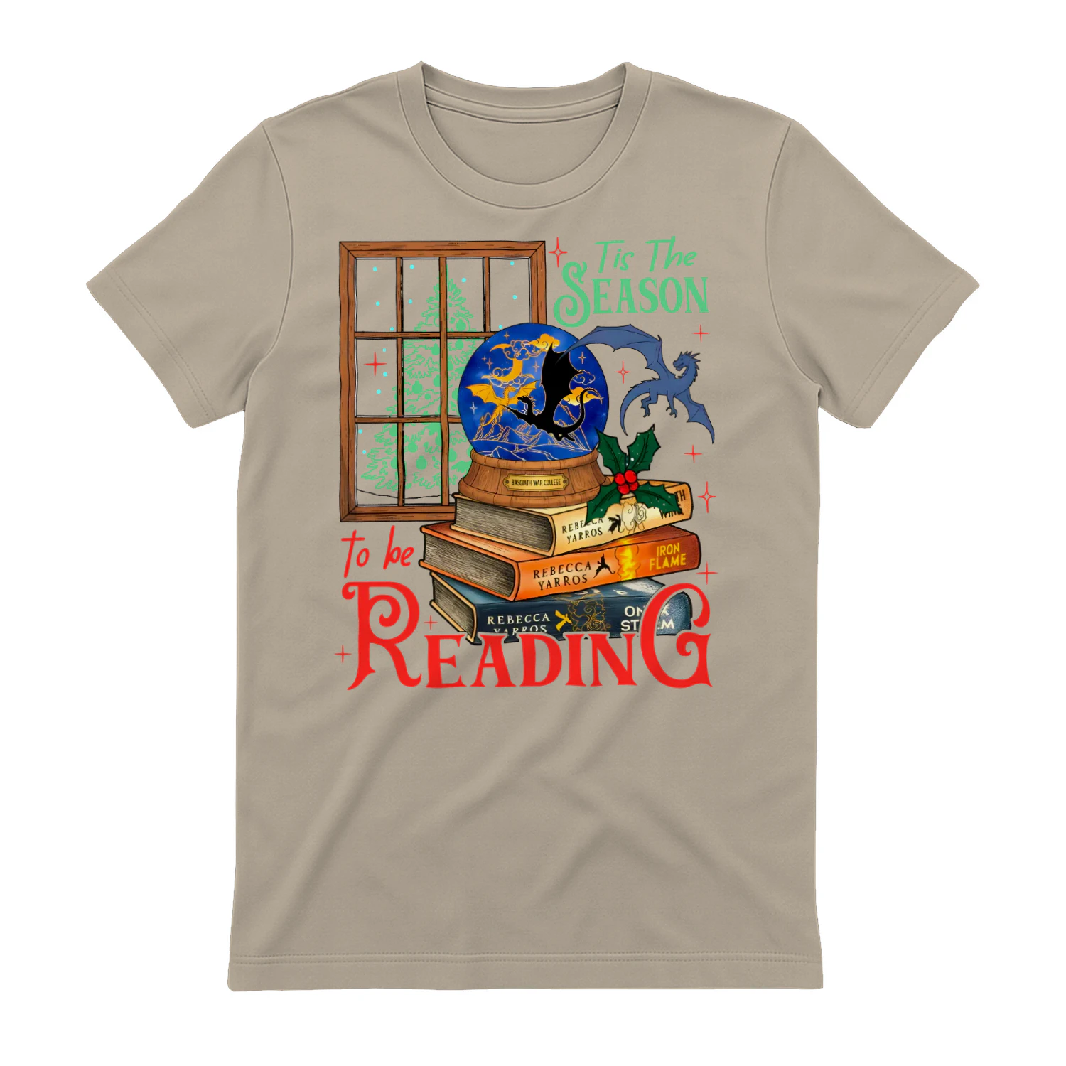 Tis The Season To Be Reading Heavy Cotton T-shirt 1 Side, Fourth Wing Series Gildan Tee, Romantasy Book Shirt, Book Lover Gifts