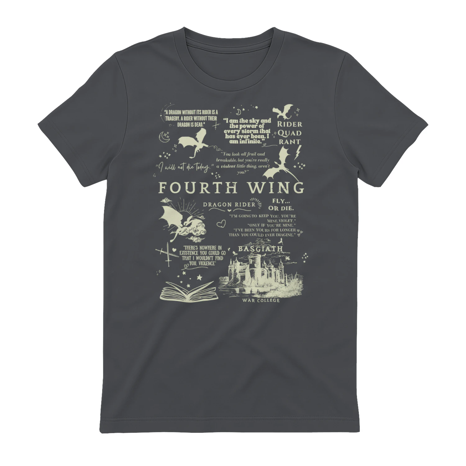 Fourth Wing Heavy Cotton Dark Colors T-shirt 1 Side, The Empyrean Series Gildan Tee, Fantasy Romance Book Shirt, Book Lover Gifts