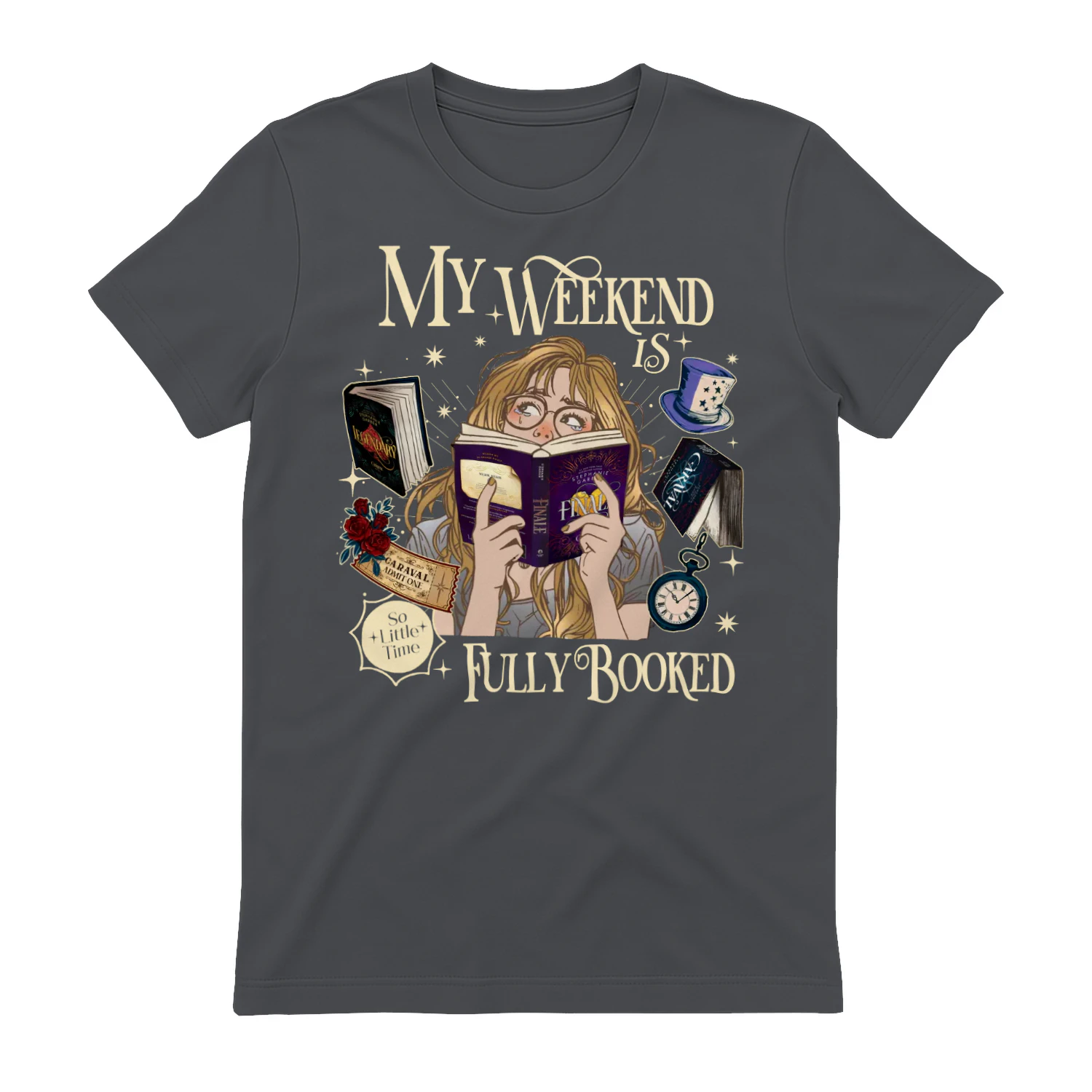 My Weekend Is Fully Booked Heavy Cotton Dark Colors T-shirt 2 Side, Caraval Series Gildan Tee, Young Adult Book Shirt, Book Lover Gifts