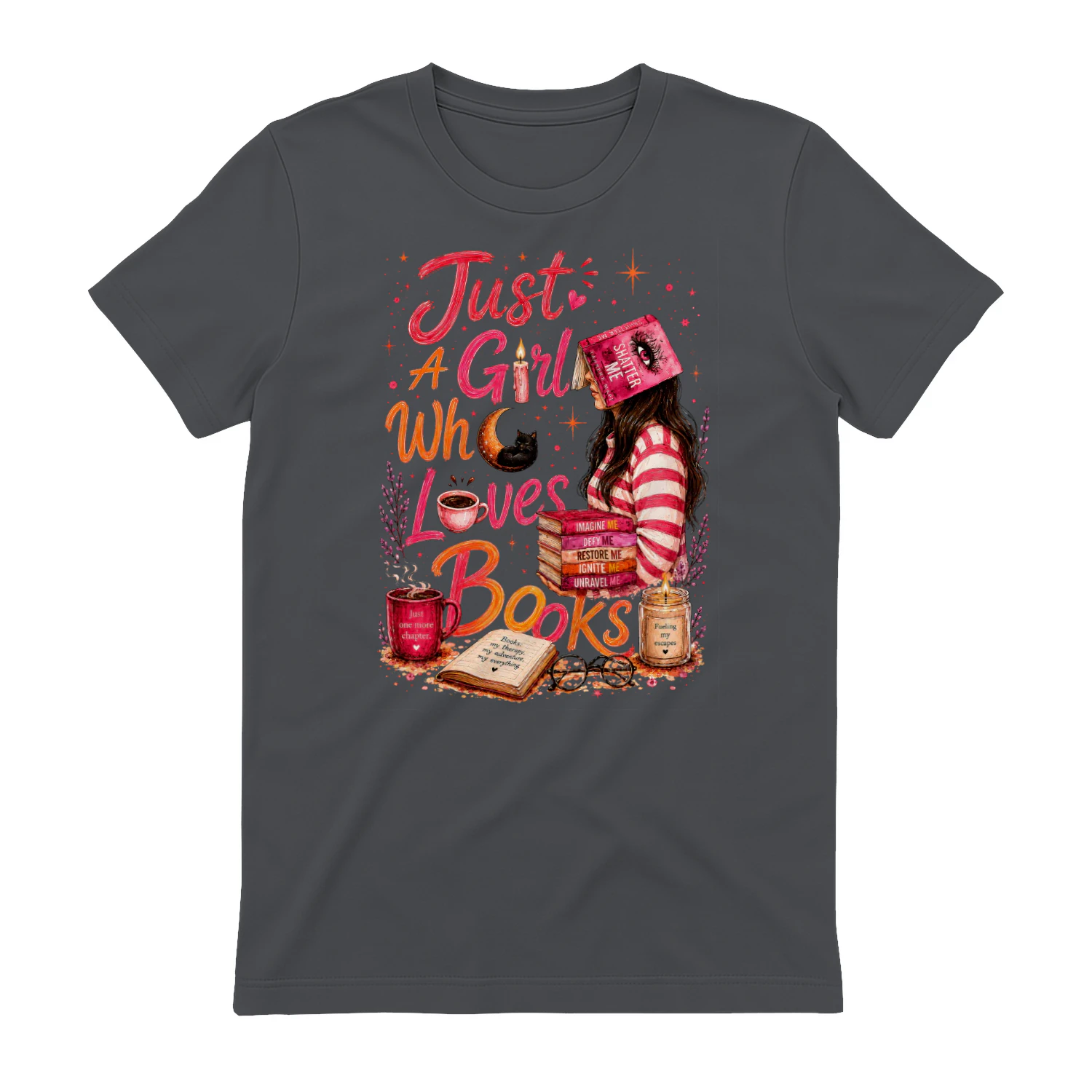 Just A Girl Who Lovers Books Heavy Cotton Dark Colors T-shirt 1 Side, Shatter Me Gildan Tee, Romantasy Shirt, Book Lover Gifts