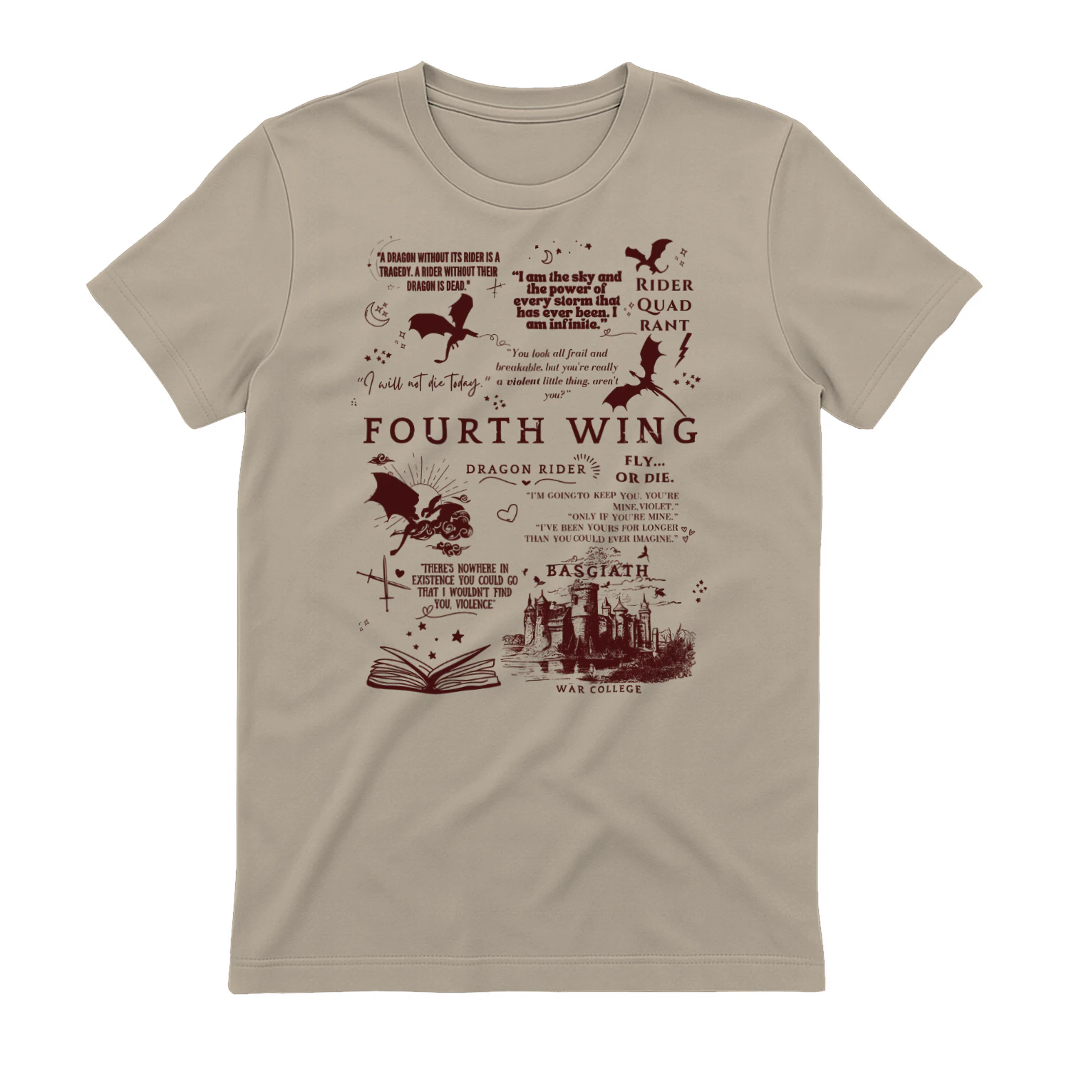 Fourth Wing Heavy Cotton Light Colors T-shirt 1 Side, The Empyrean Series Gildan Tee, Fantasy Romance Book Shirt, Book Gifts