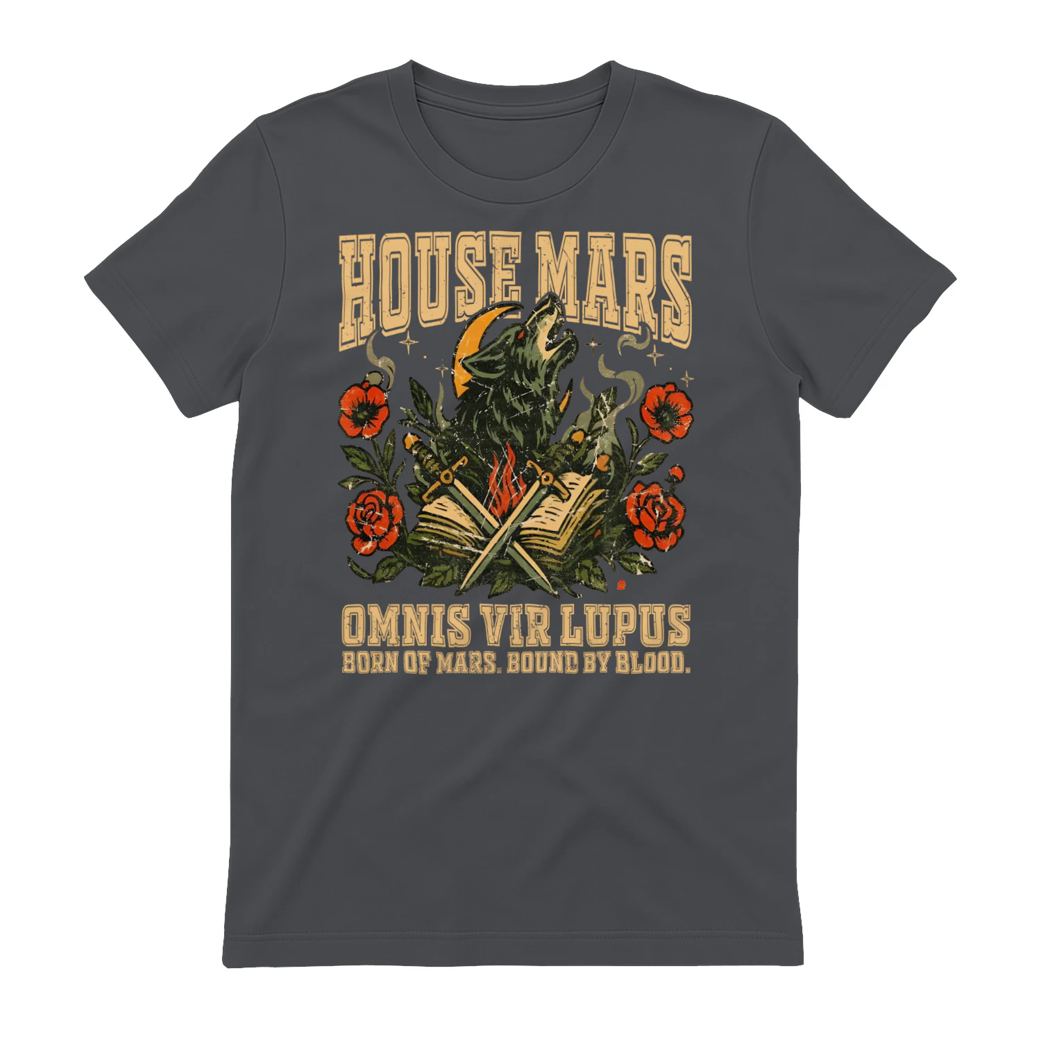 House Mars Heavy Cotton Dark Colors T-shirt 1 Side, Red Rising Saga Gildan Tee, Science Fiction Book Shirt, Book Lover Gifts