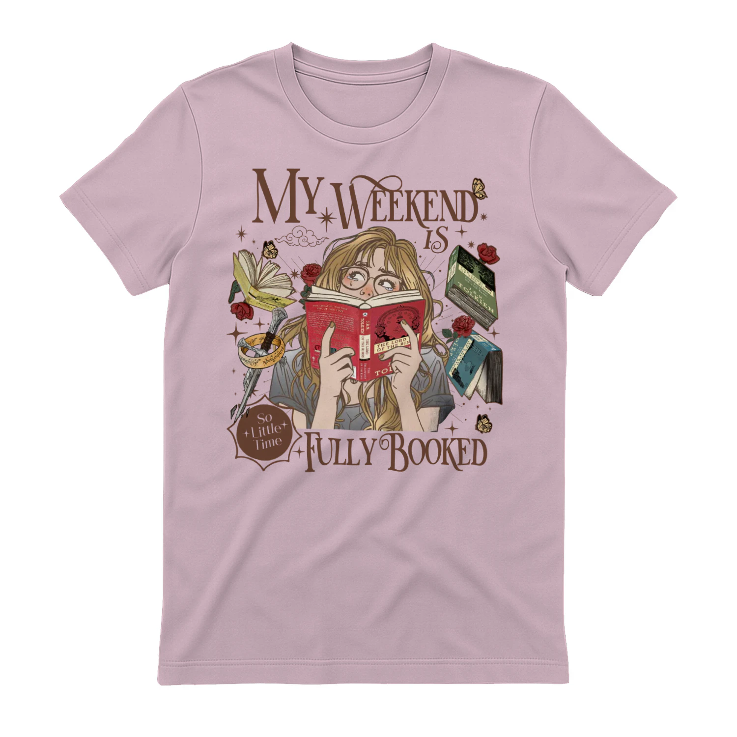 My Weekend Is Fully Booked Heavy Cotton Light Colors T-shirt 1 Side, The Lord Of The Rings Gildan Tee, Epic Fantasy Shirt, Book Lover Gifts