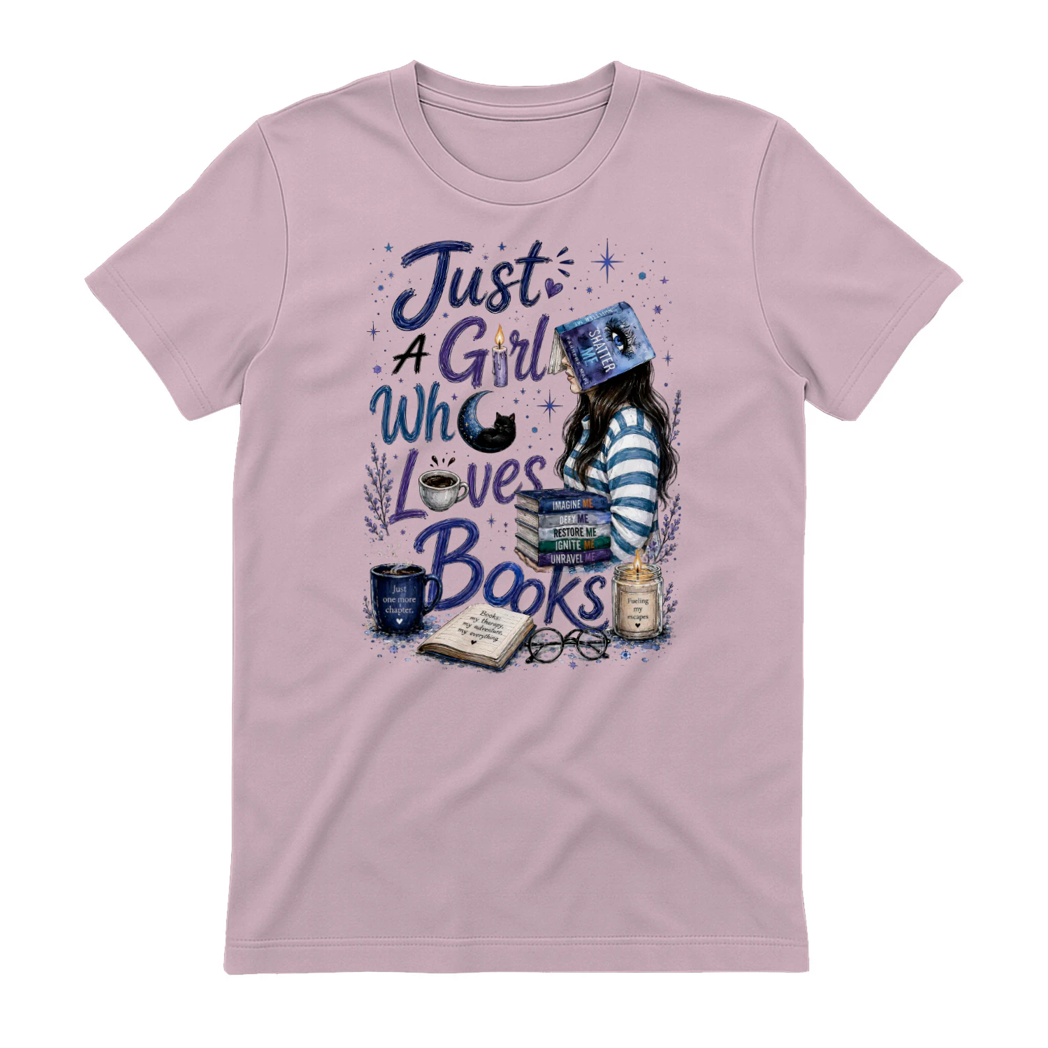 Just A Girl Who Lovers Books Heavy Cotton Light Colors T-shirt 1 Side, Shatter Me Gildan Tee, Romantasy Shirt, Book Lover Gifts