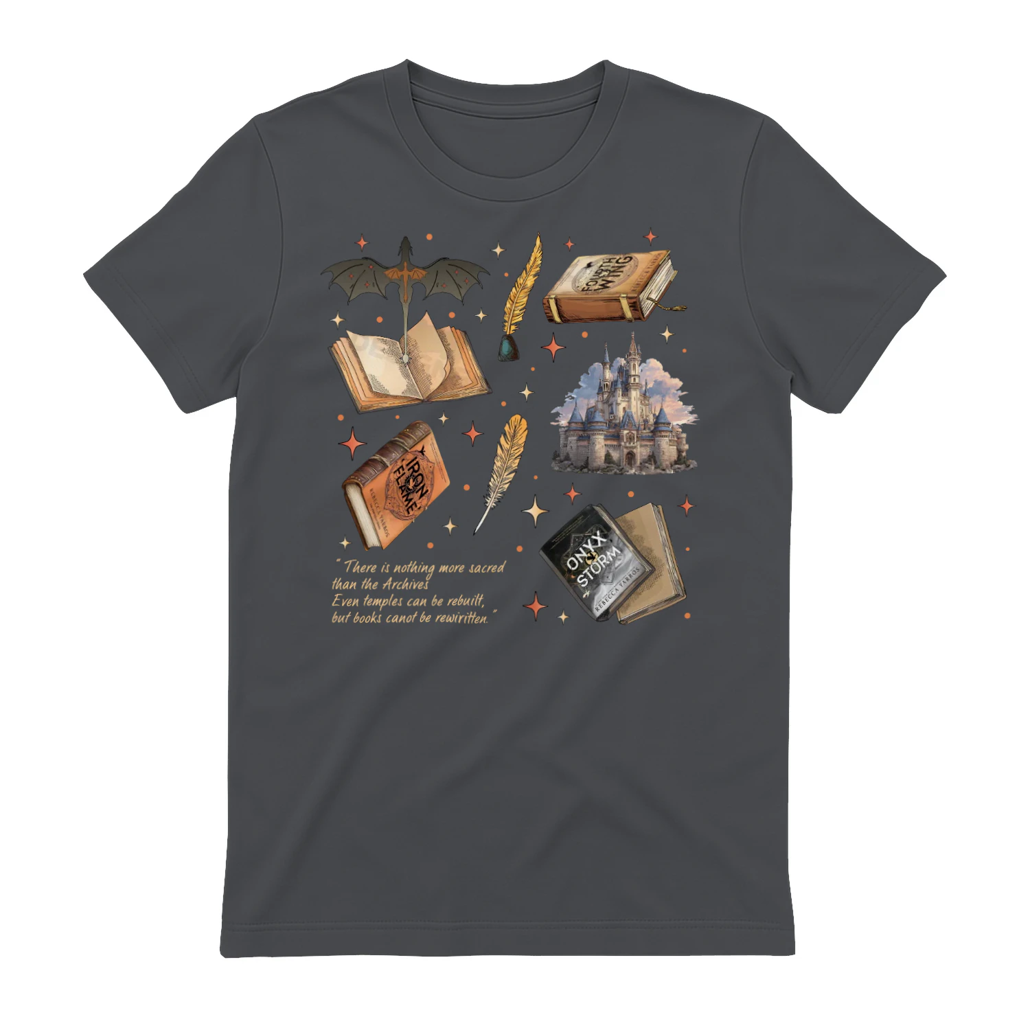 Fourth Wing Heavy Cotton Dark Colors T-shirt 1 Side, The Empyrean Series Gildan Tee, Fantasy Romance Book Shirt, Book Lover Gifts