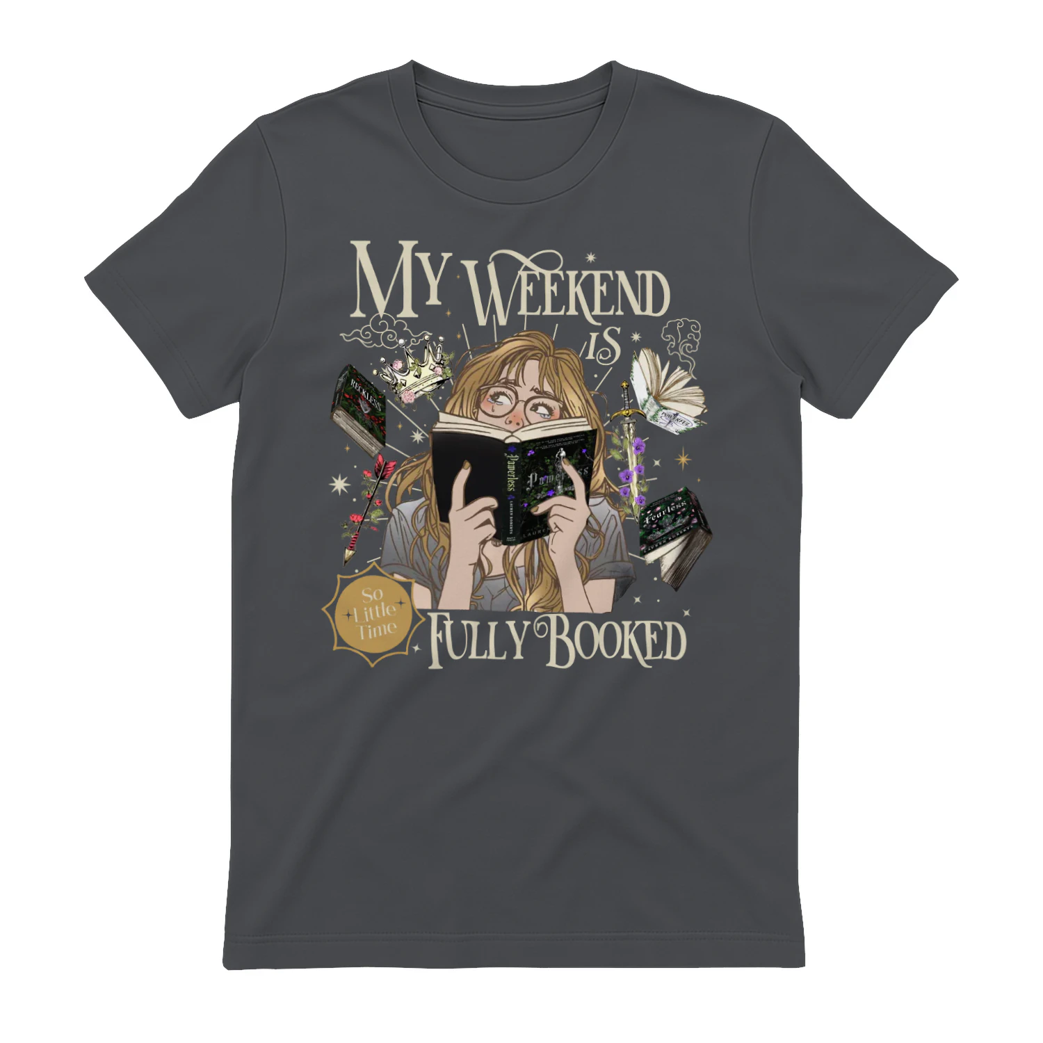 My Weekend Is Fully Booked Heavy Cotton Dark Colors T-shirt 2 Side, Fearless The Powerless Trilogy Gildan Tee, Young Adult Book Shirt, Book Lover Gifts