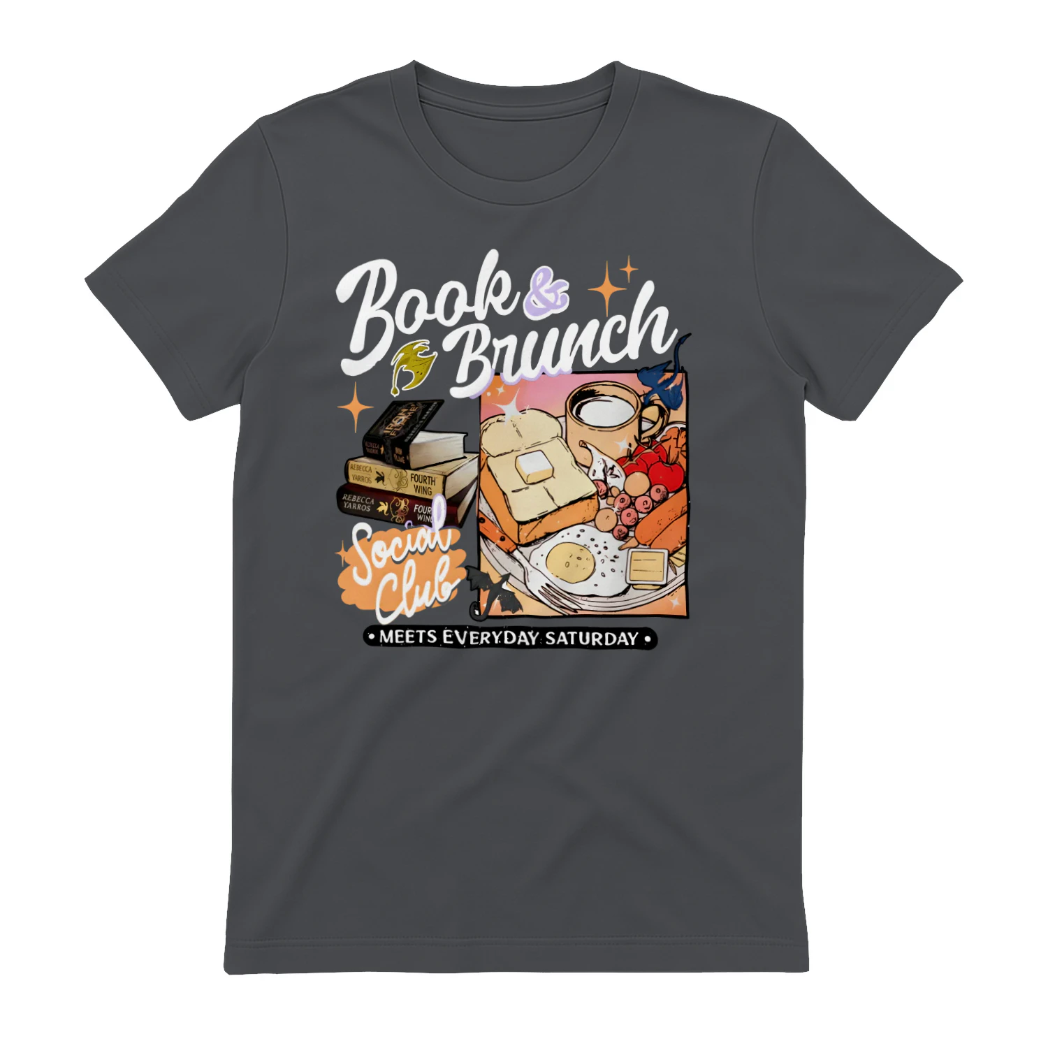 Book Brunch Heavy Cotton Dark Colors T-shirt 1 Side, Social Club Gildan Tee, Readers Club Shirt, Book Lover Gifts